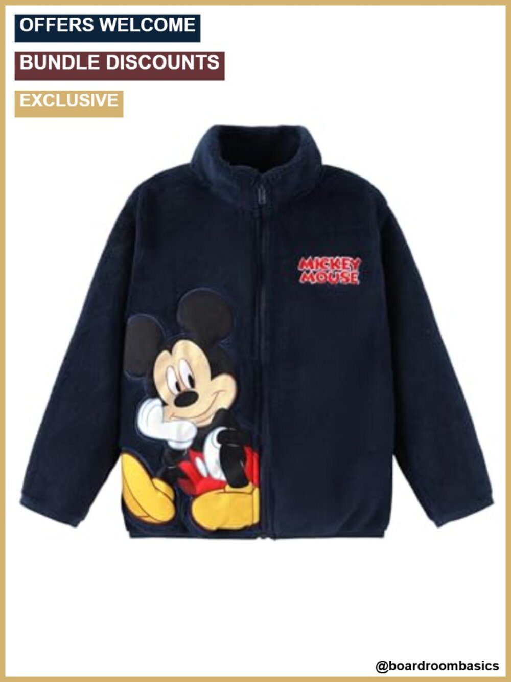 Disney Mickey Mouse Fleece Jacket Full Zip Sherpa Fuzzy Warm Winter Coat